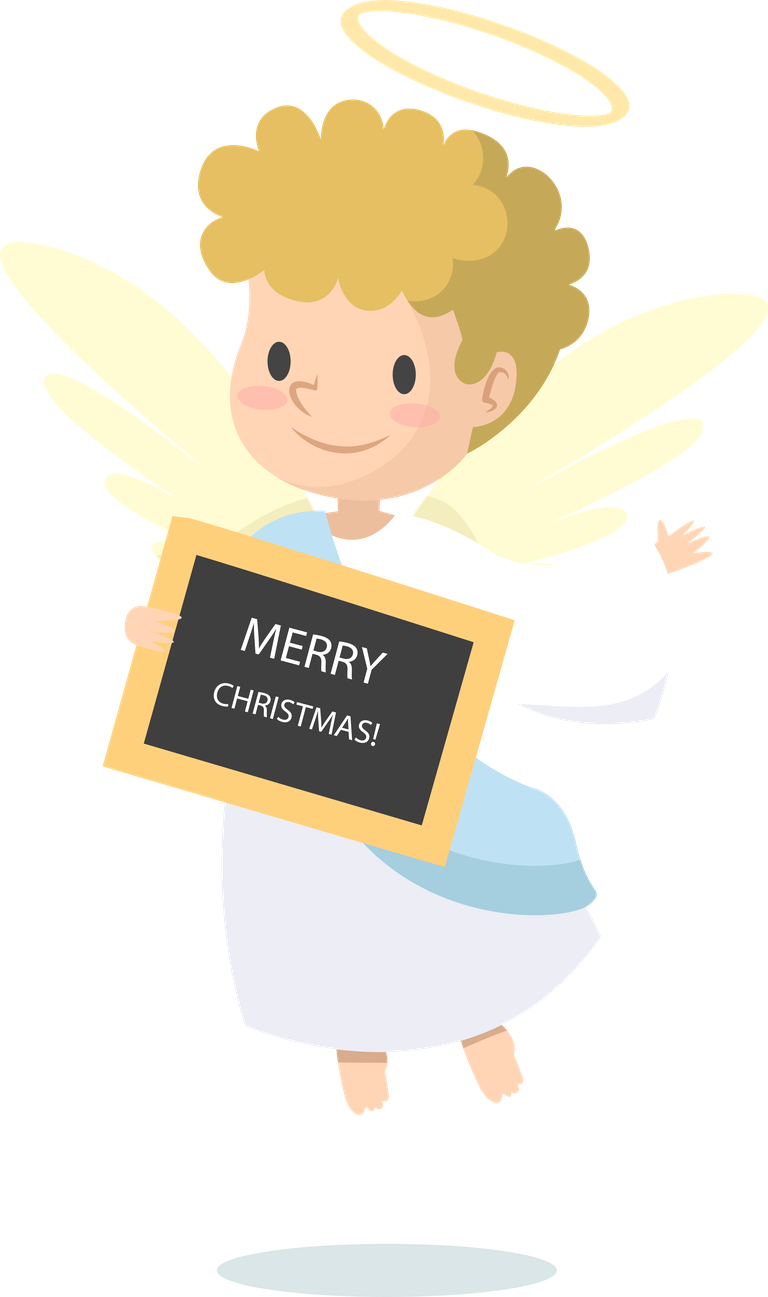 angel drawn angel collection featuring a cheerful character holding a merry christmas sign