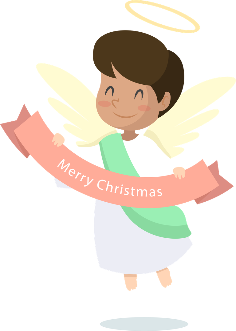 angel drawn angel collection featuring a cheerful character with a merry christmas banner