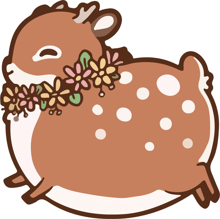 adorable animals cute stickers vector featuring a chubby fawn with flowers for kids' projects