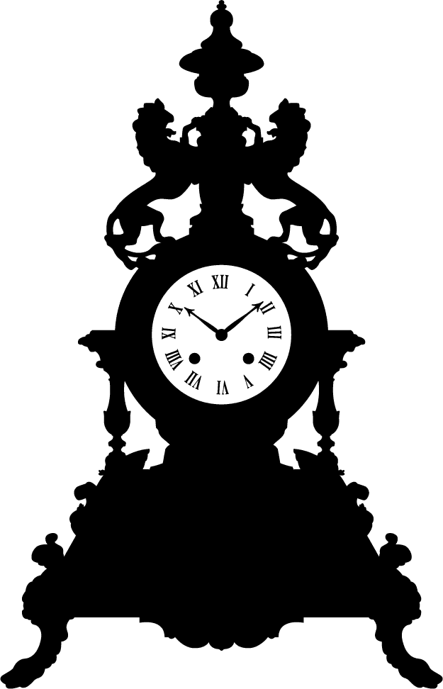 antique furniture handpainted pattern vector featuring a classic clock design with roman numerals