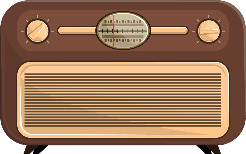 antique radio station retro objects set