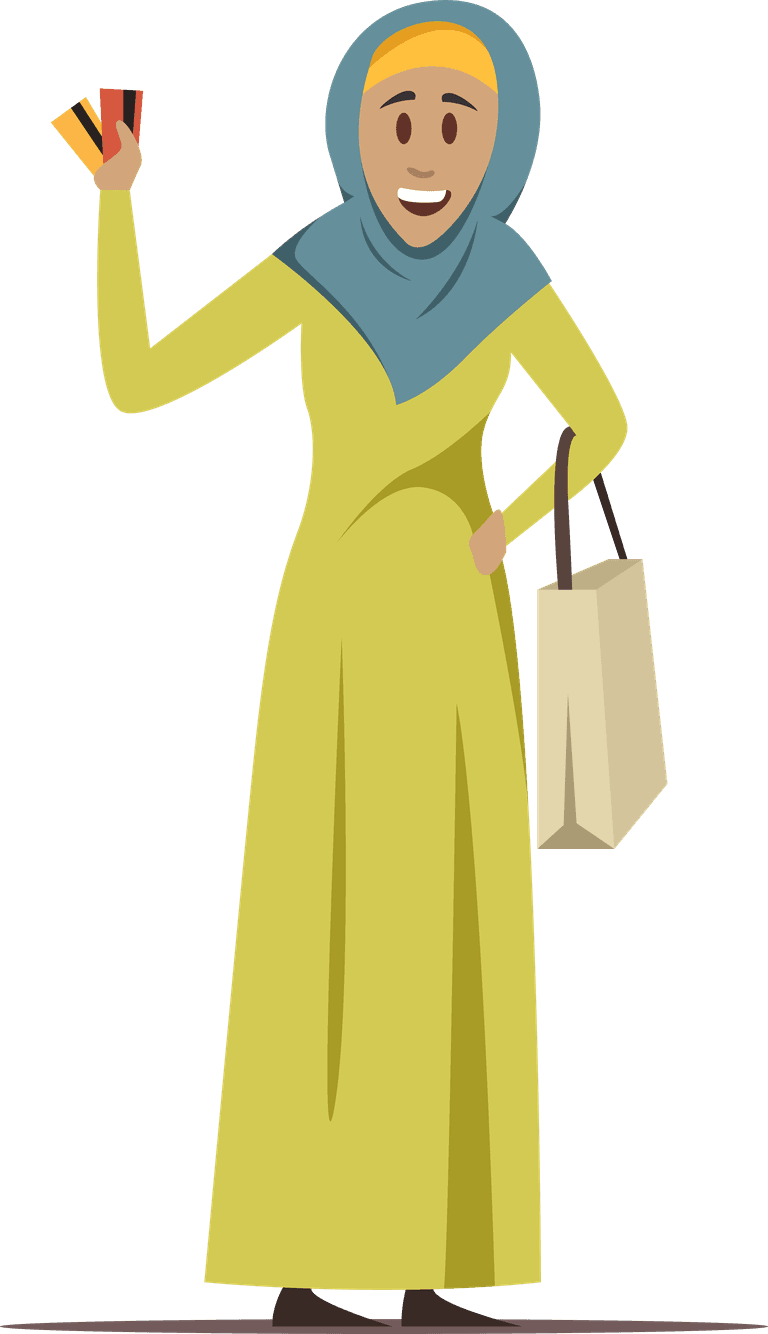 standing working arabic woman illustration