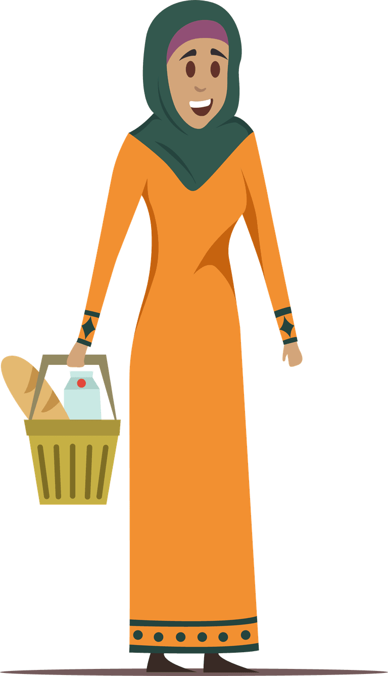 standing working arabic woman illustration