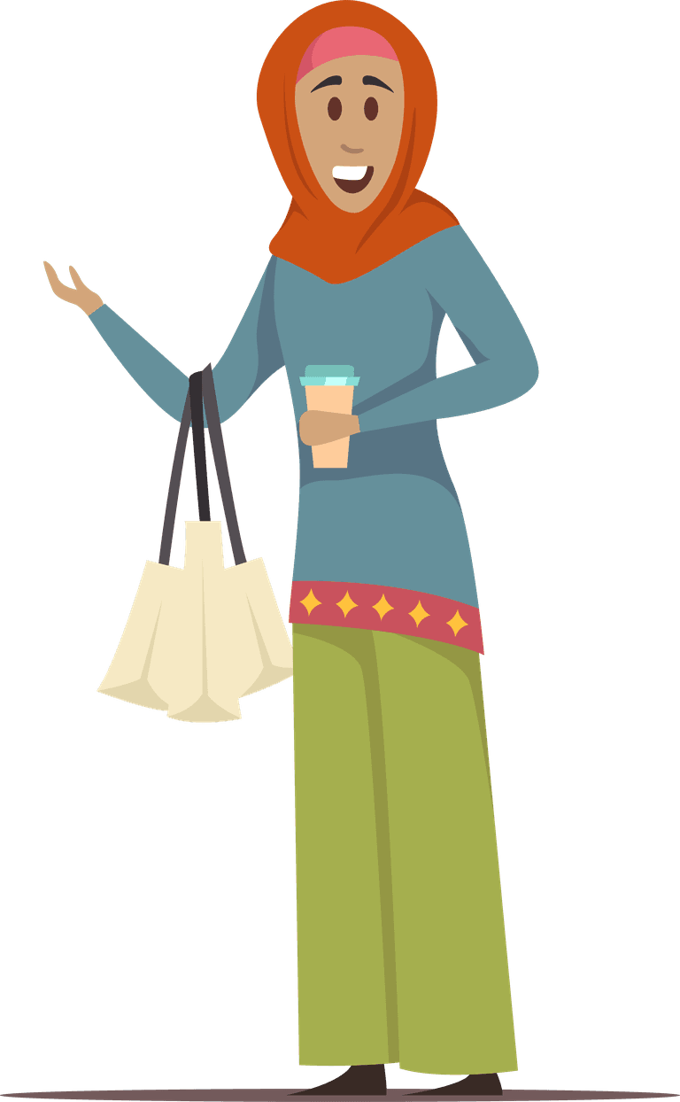 standing working arabic woman illustration