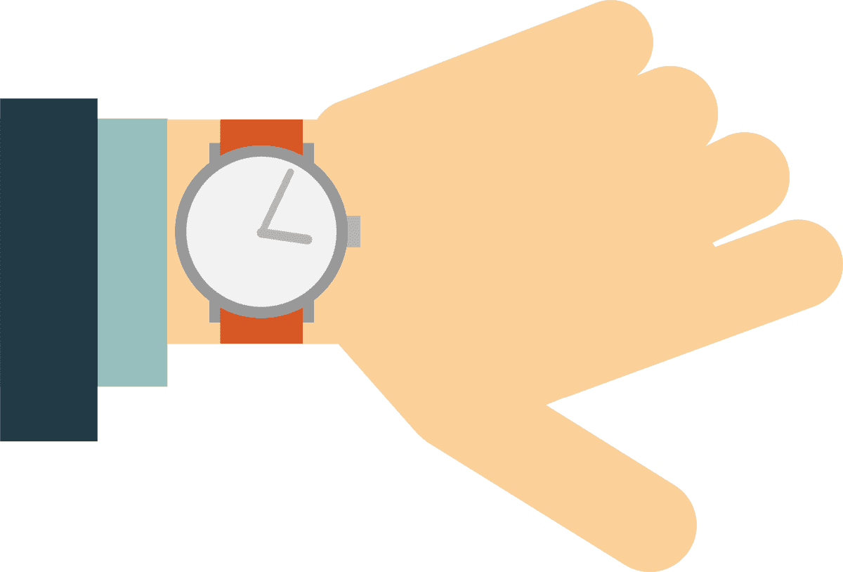 arm hand icons set flat for time management and reminders on digital platforms