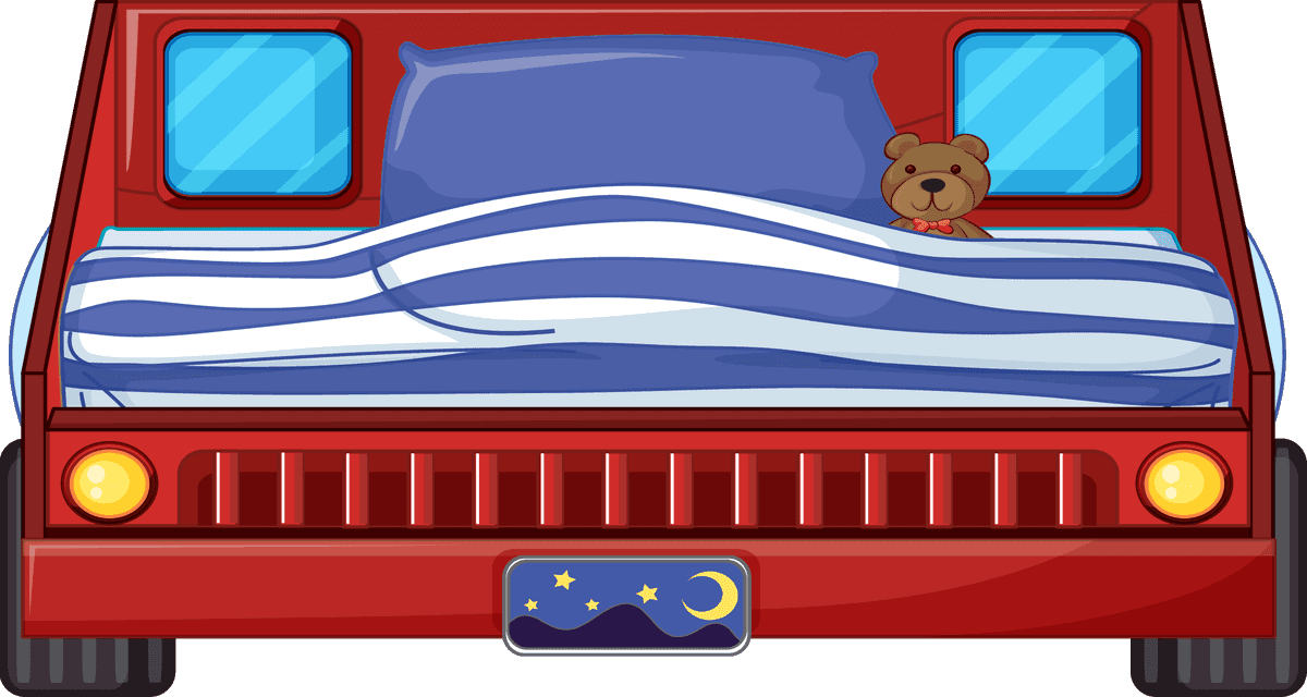 art bed illustration different bed in a cozy truck with soft teddy bear