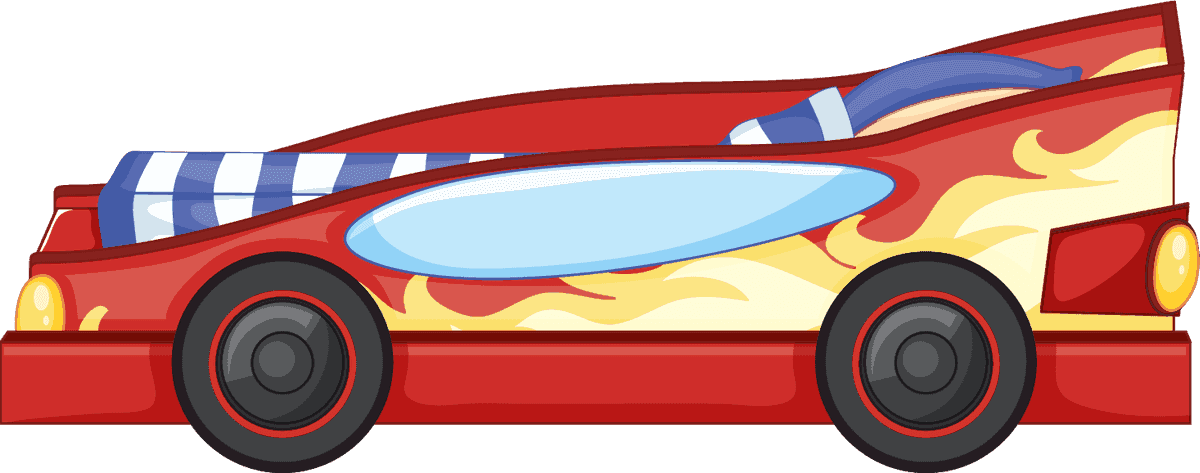 art bed illustration different bed design featuring a racing car with vibrant colors and playful elements