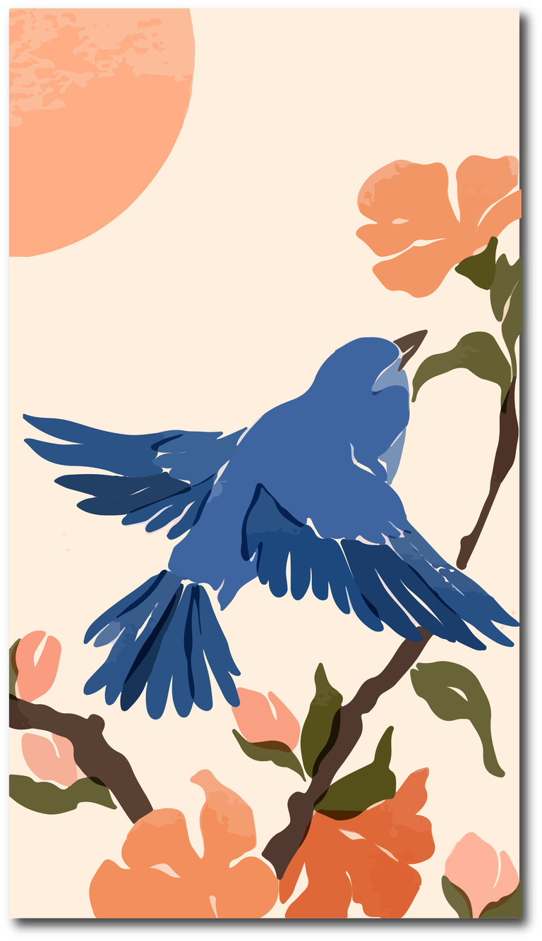 art landscape bird and branch cover vector