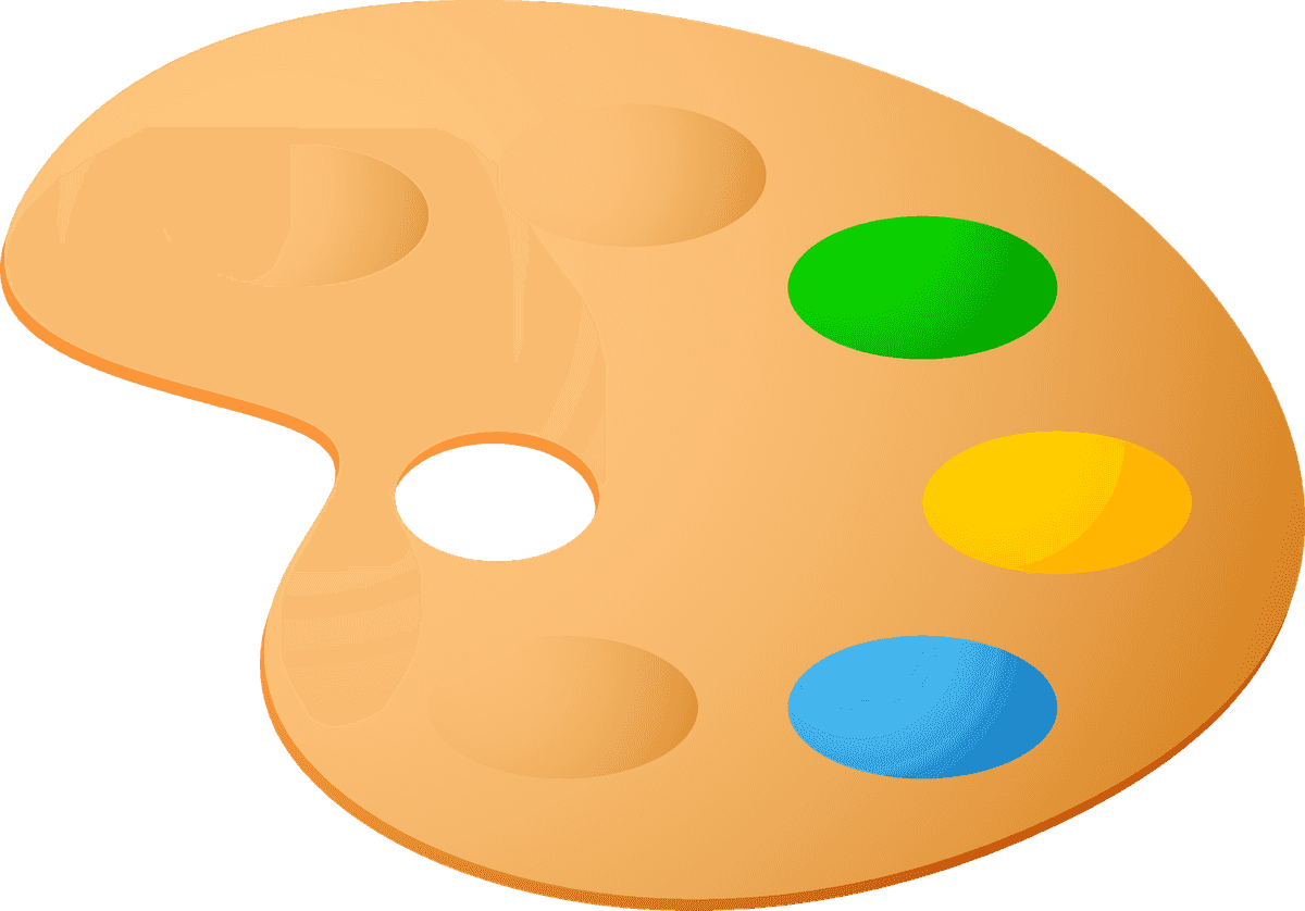 art studio item element illustration featuring a colorful paint palette for creative projects