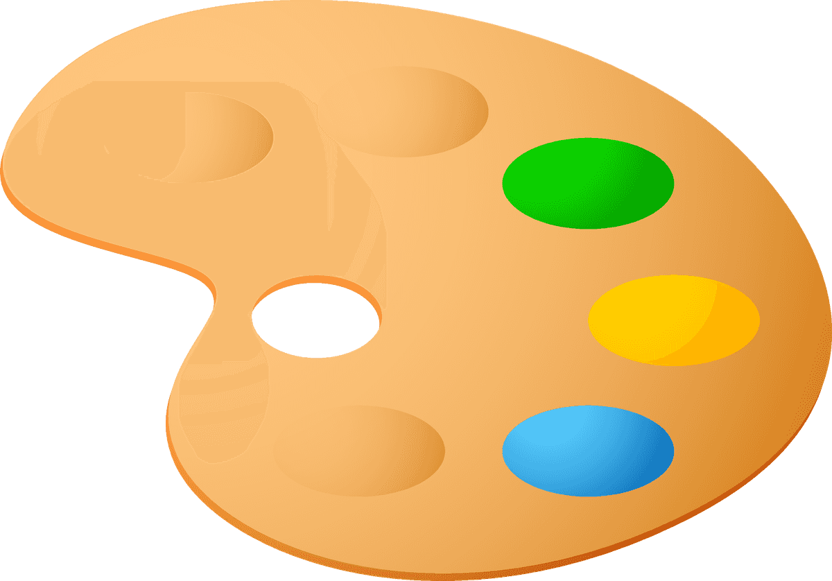art studio item element illustration featuring a colorful paint palette for creative projects