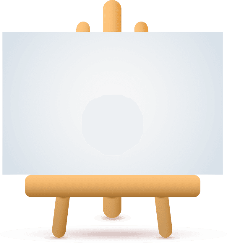 art studio item element illustration of a minimalist easel with blank canvas