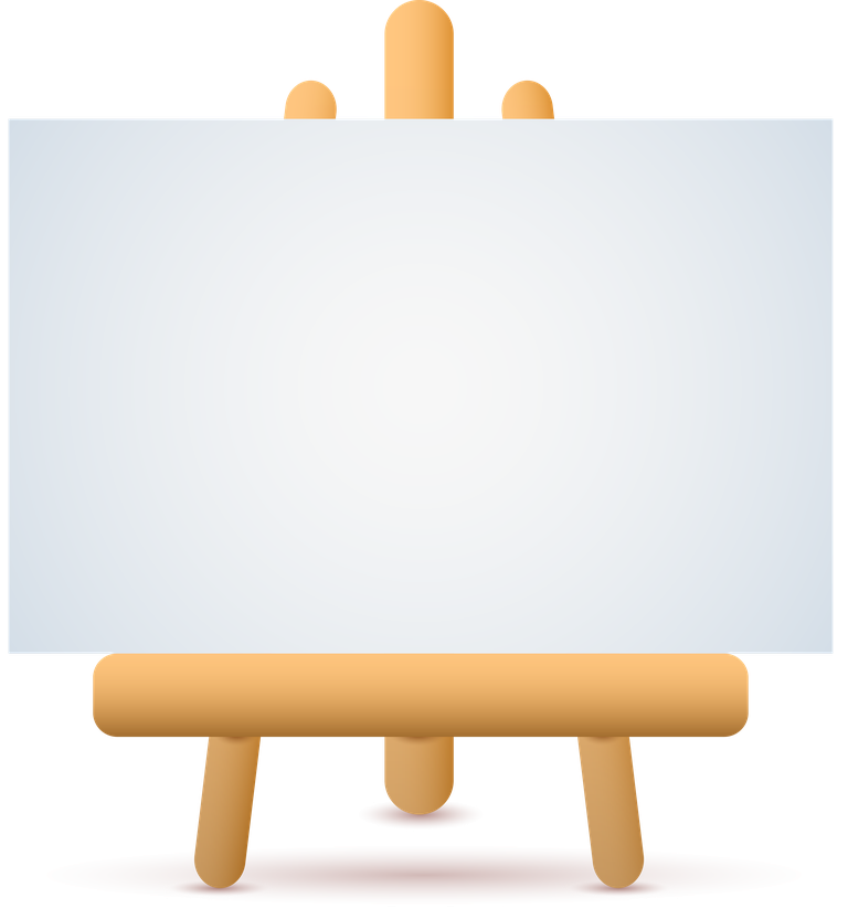 art studio item element illustration of a minimalist easel with blank canvas