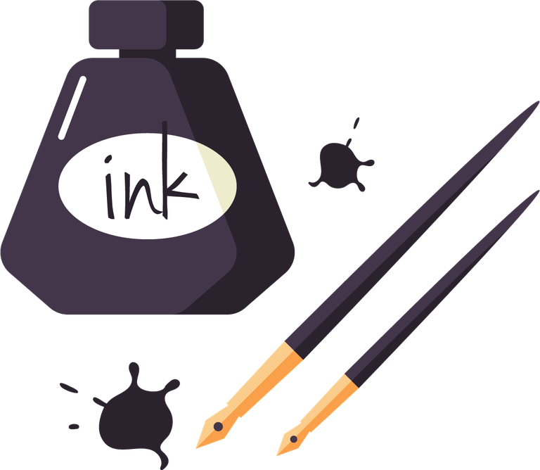 art tools materials icon painting featuring ink bottle and brushes for artists