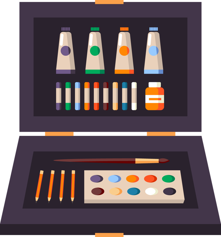 art tools materials icon painting set for creative artists and hobbyists