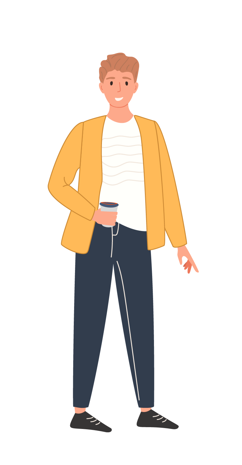 coffee break young man with casual attire illustration