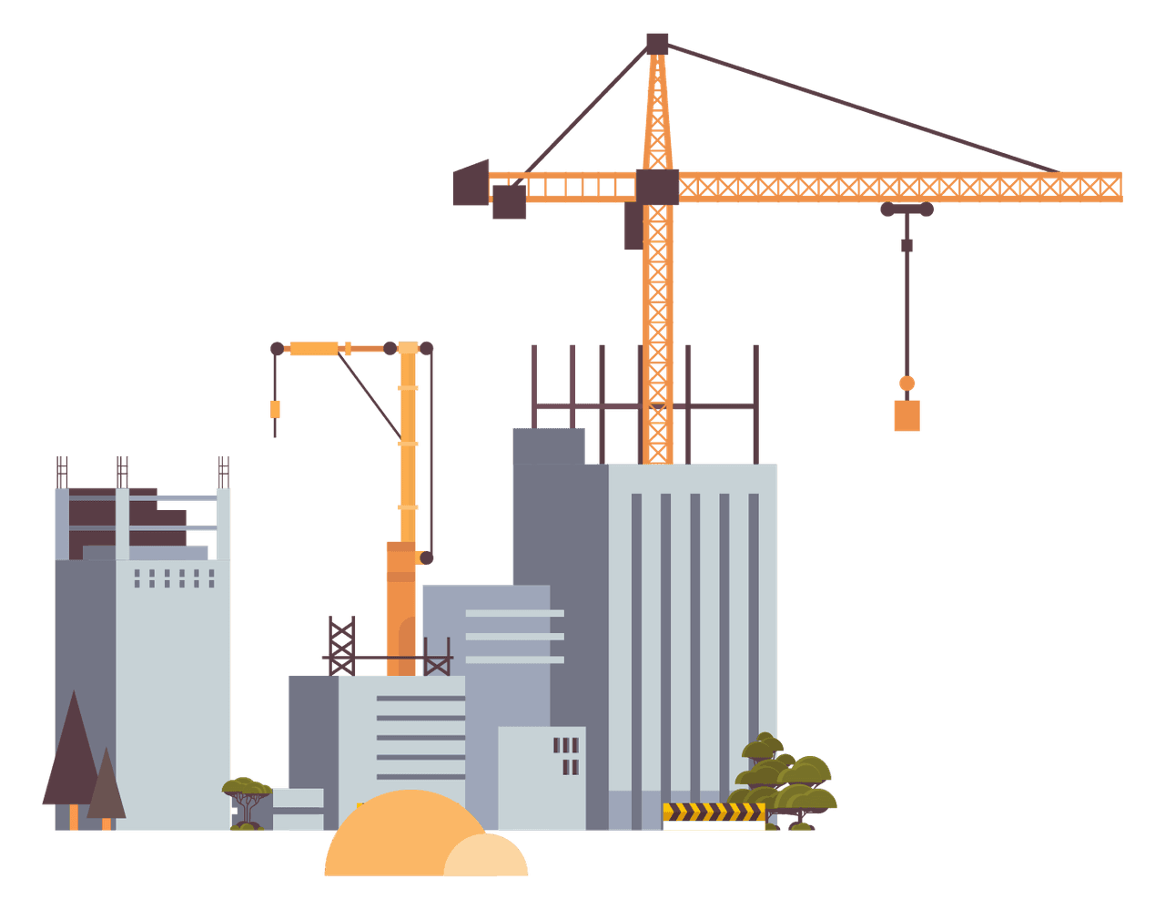 city under construction illustration in flat design style