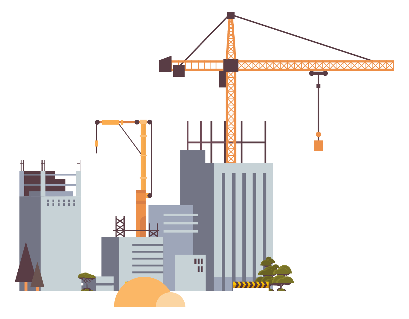 city under construction illustration in flat design style