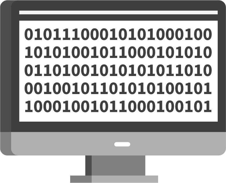artificial intelligence decorative icons featuring binary code on modern computer screen