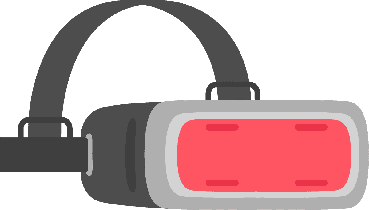 artificial intelligence decorative icons featuring innovative virtual reality headset in a modern style