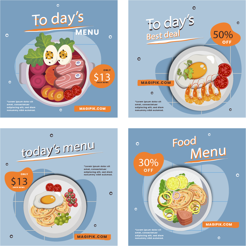 asian food illustration instagram post template