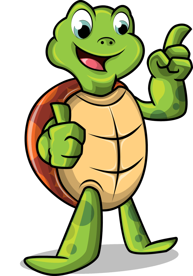 asset green turtle cartoon vector character for playful educational materials and digital projects