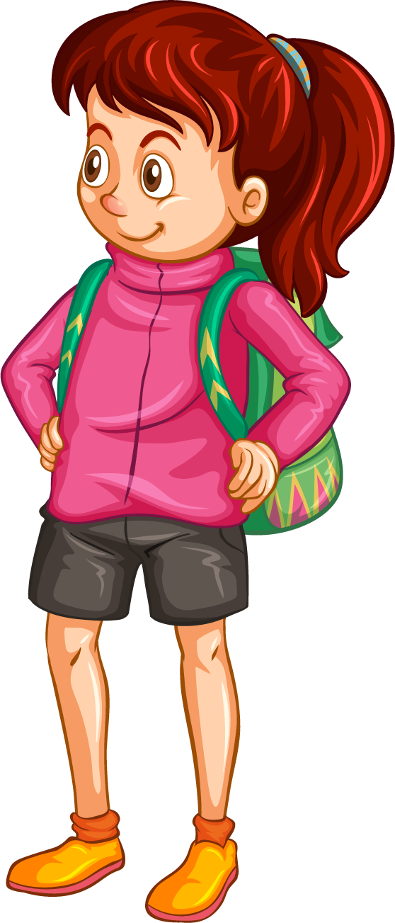 asset set children character with backpack for adventure fun and outdoor exploration