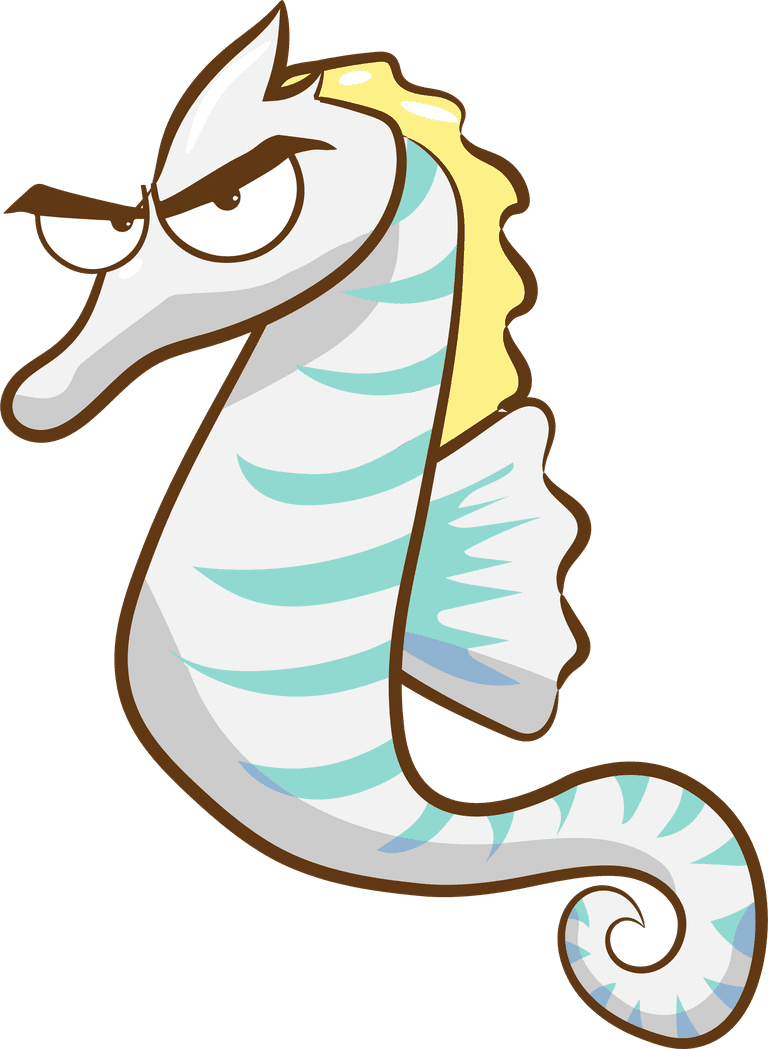 asset colorful cartoon seahorses set isolated on white background