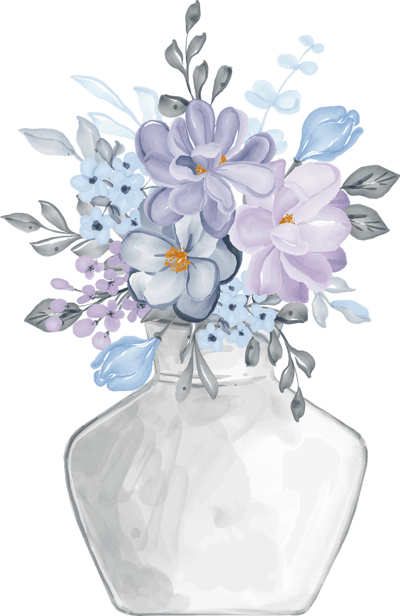 assortment watercolor leaves flowers lilac in a stylish vase for home decor