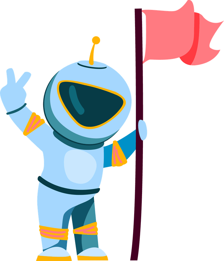 astronaut astronaut character set with cheerful astronaut waving a flag for fun projects