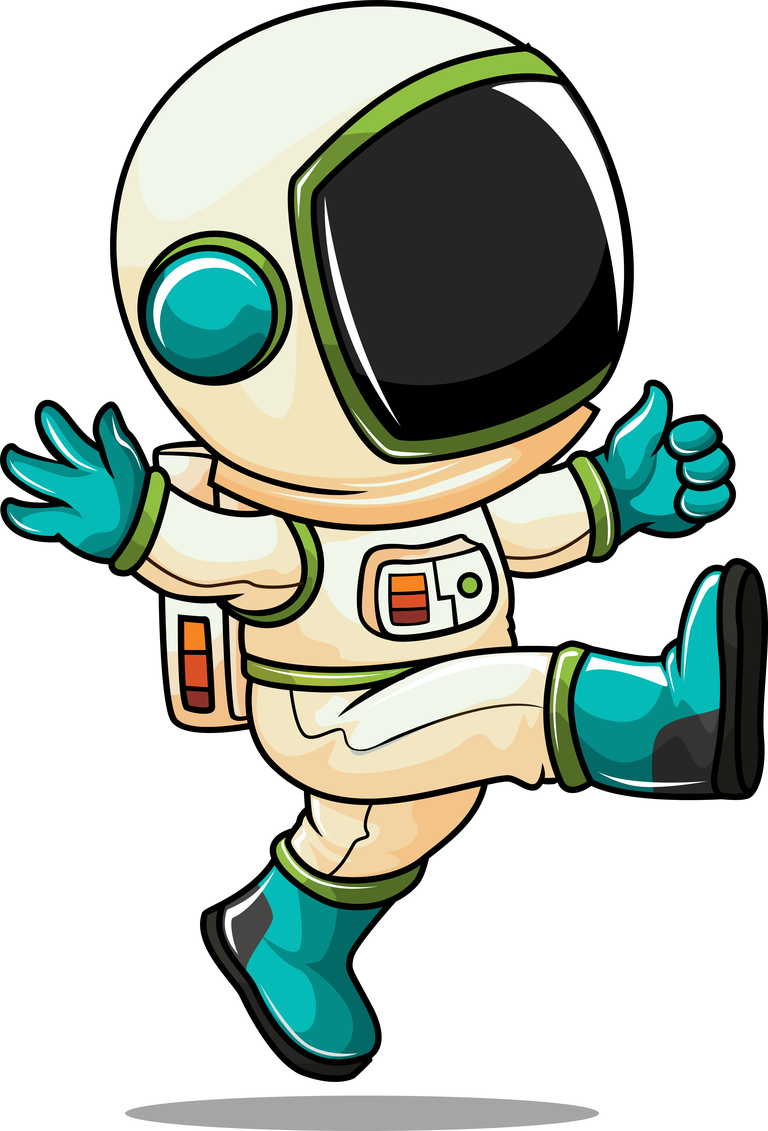 whimsical astronaut mascot character for playful space-themed projects and branding