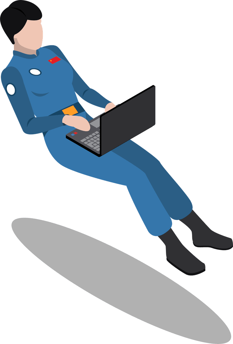 astronaut astronaut training vector for working in space with modern technology tools