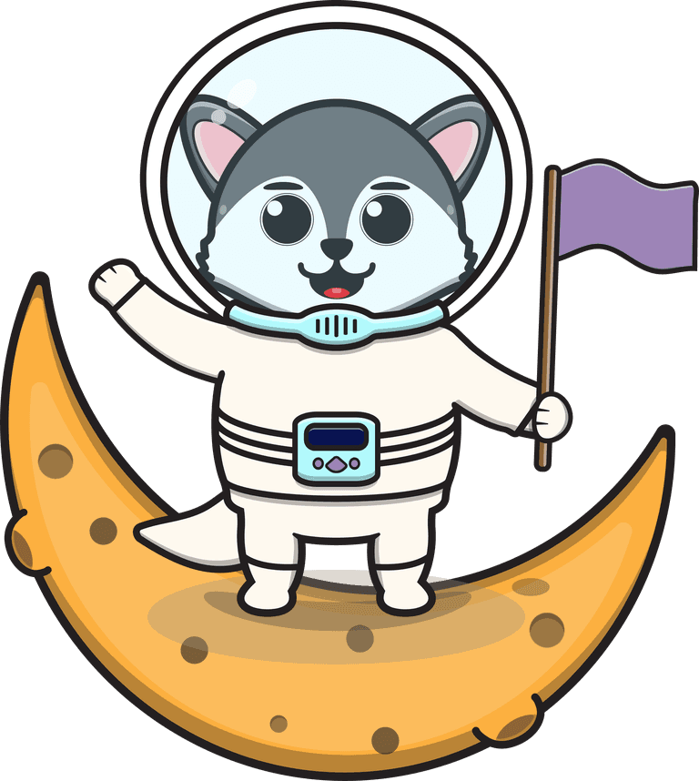 astronaut dog illustration of cute wolf with an astronaut costume