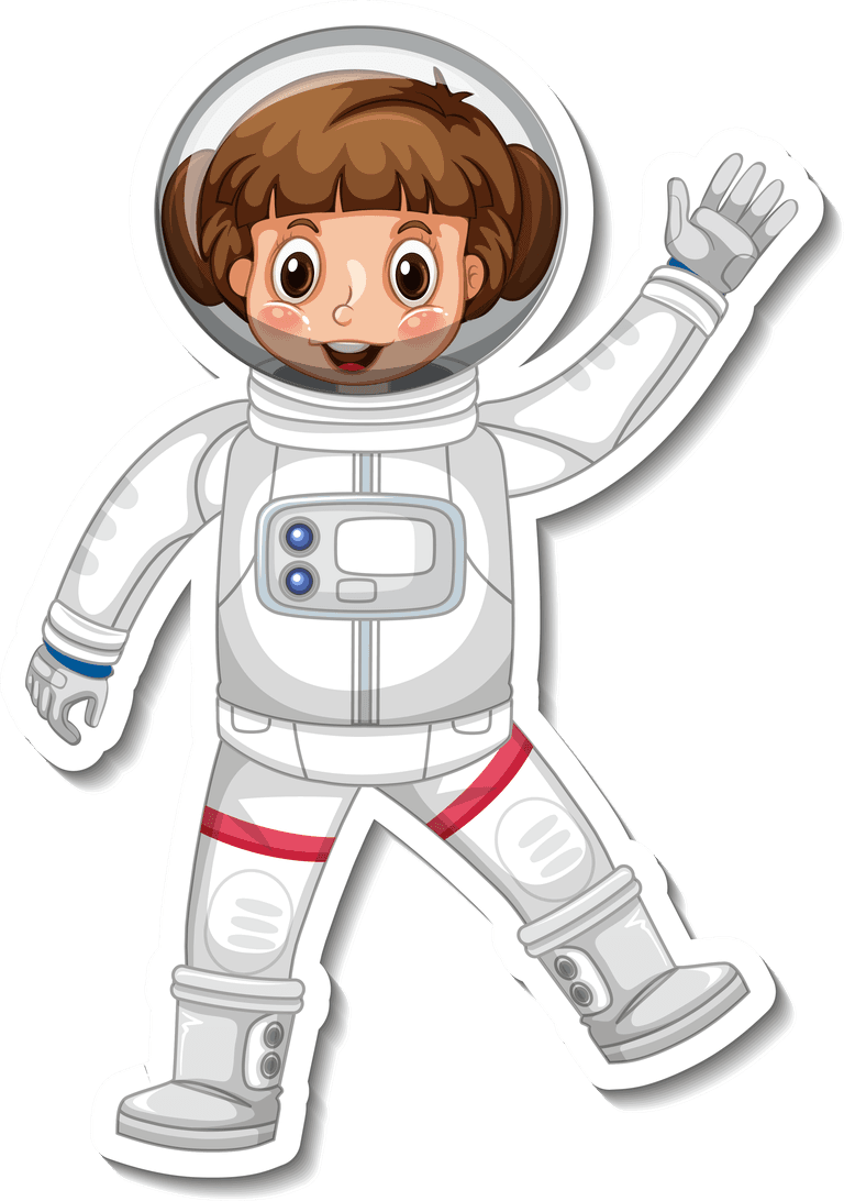 astronaut set stickers with solar system objects isolated