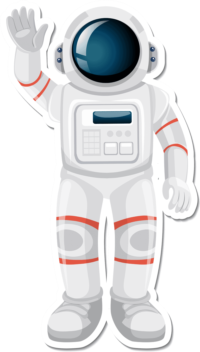 astronaut set stickers with solar system objects isolated