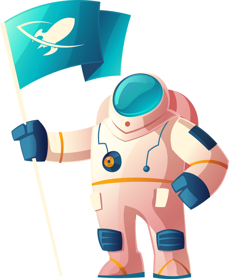 astronauts living in space cartoon spaceman moving cosmonaut spacesuit helmet isolated blue background