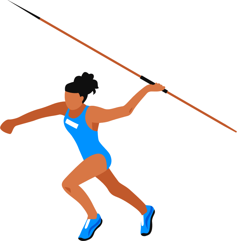 athlete sport isometric set featuring a javelin thrower in dynamic motion