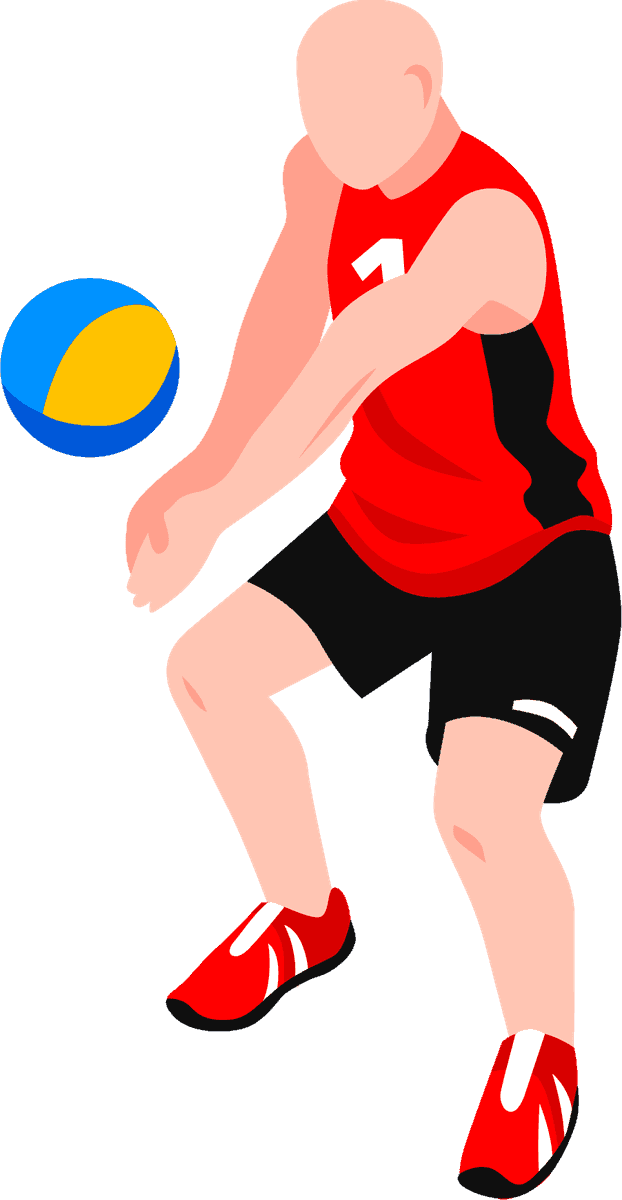 athlete sport isometric set with dynamic volleyball player in action