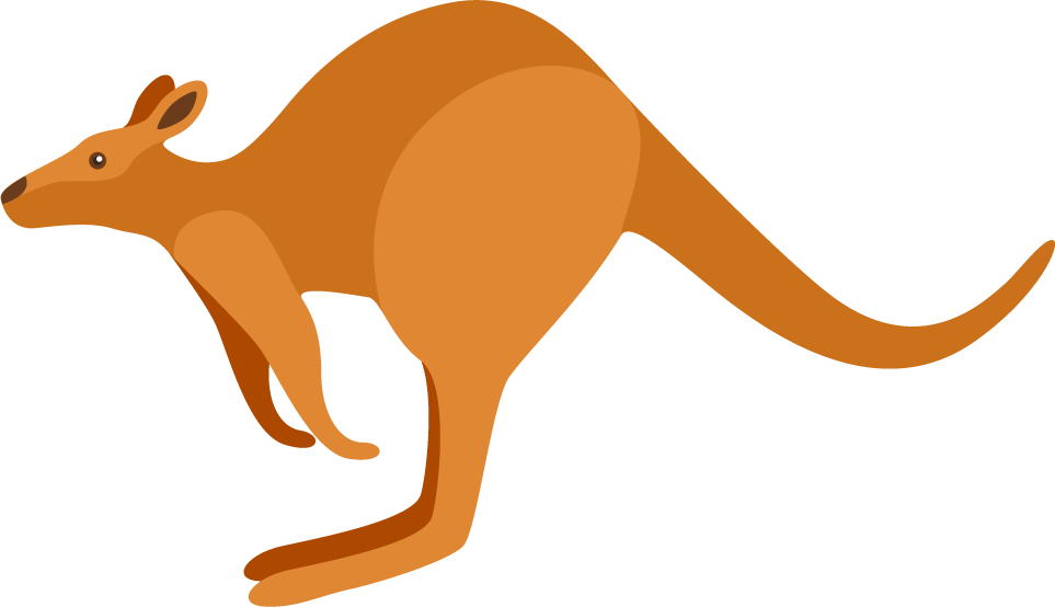 australian traditional symbols and objects featuring a kangaroo in a playful style