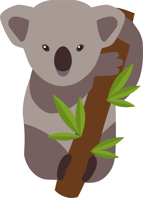 australian traditional symbols and objects featuring a cute koala and eucalyptus leaves