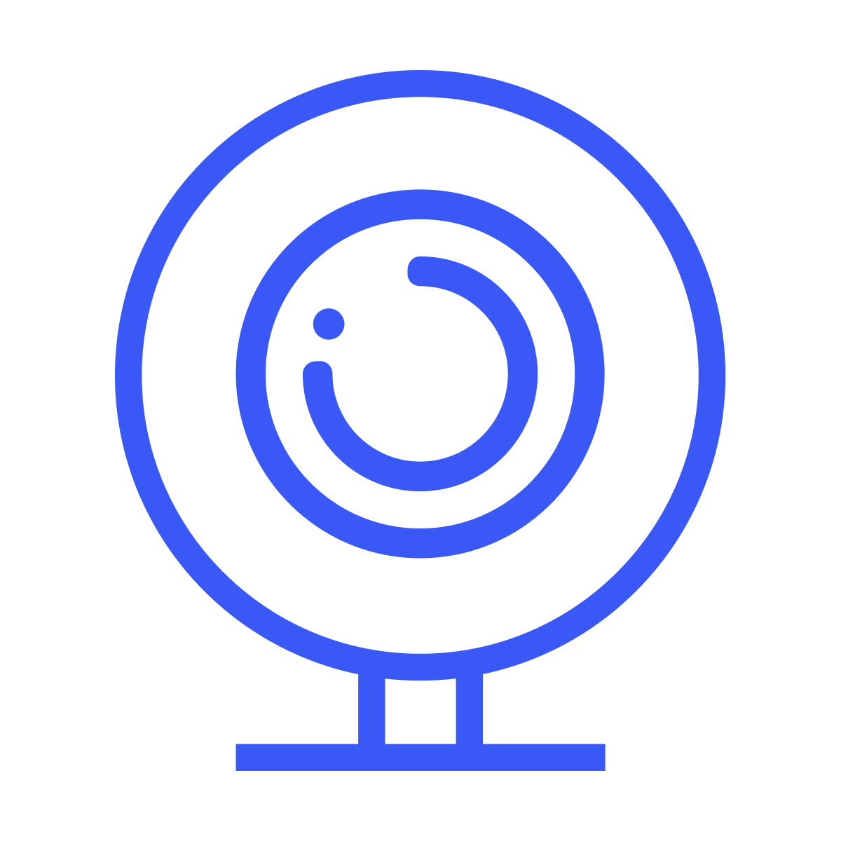 simple outline webcam icon for video conferencing and online communication in minimalist line art style