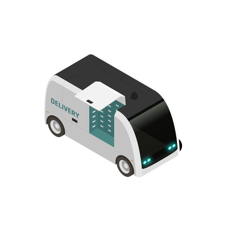 autonomous vehicles isometric icons for modern delivery solutions and smart transportation systems