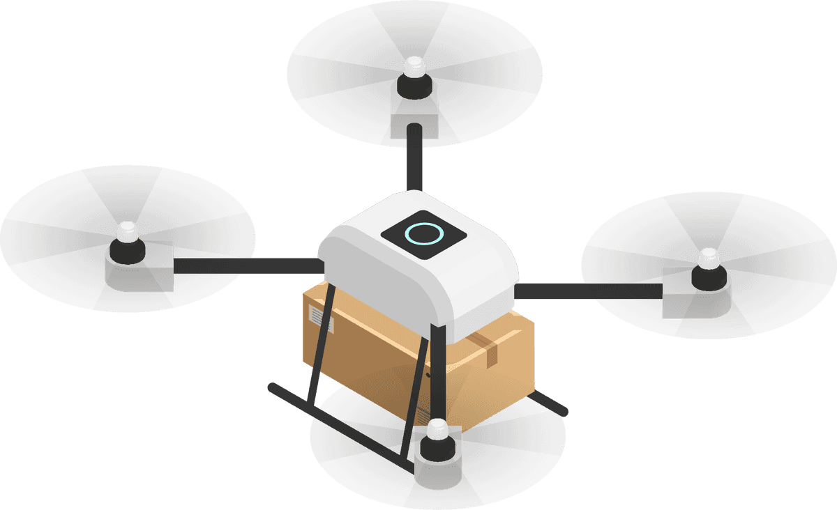 autonomous vehicles isometric icons showcasing delivery drones in action for modern logistics