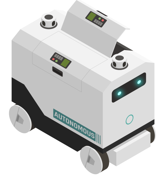 autonomous vehicles isometric icons for futuristic delivery solutions and logistics systems