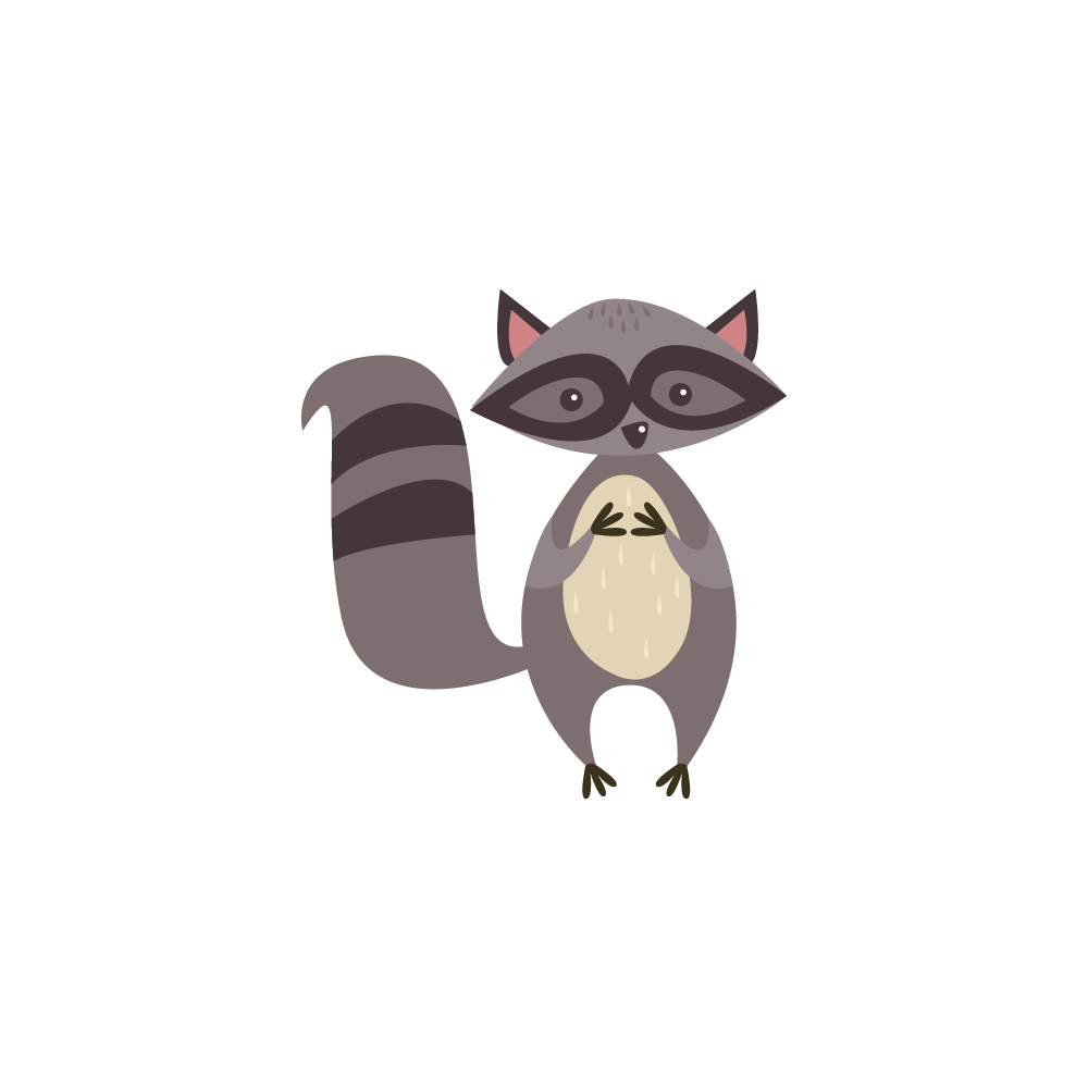 autumn animal and plant illustrations featuring a playful raccoon for seasonal decor