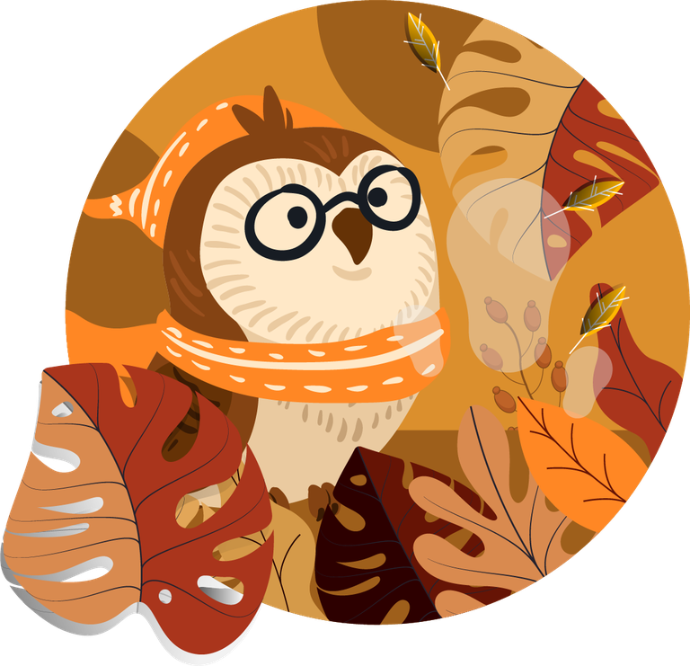autumn icons classic colorful owl with leaves for seasonal decorations and crafts