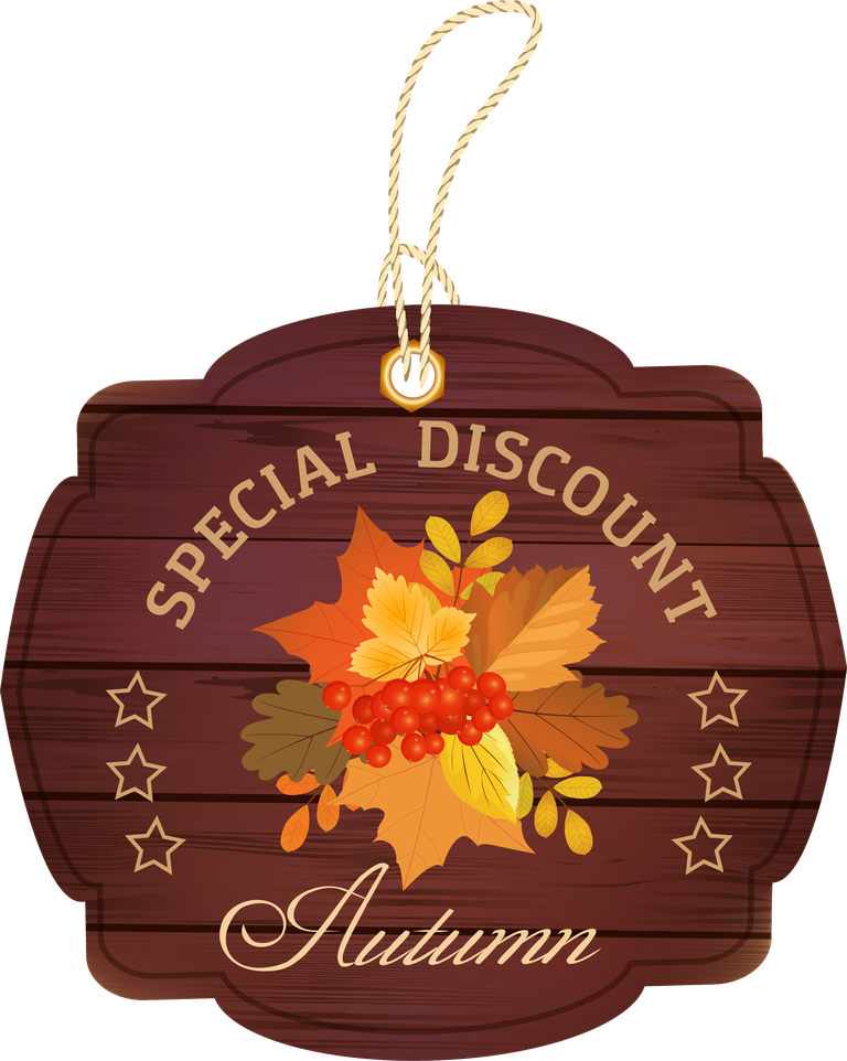 autumn sale wooden tags vector featuring special discounts with fall foliage themes