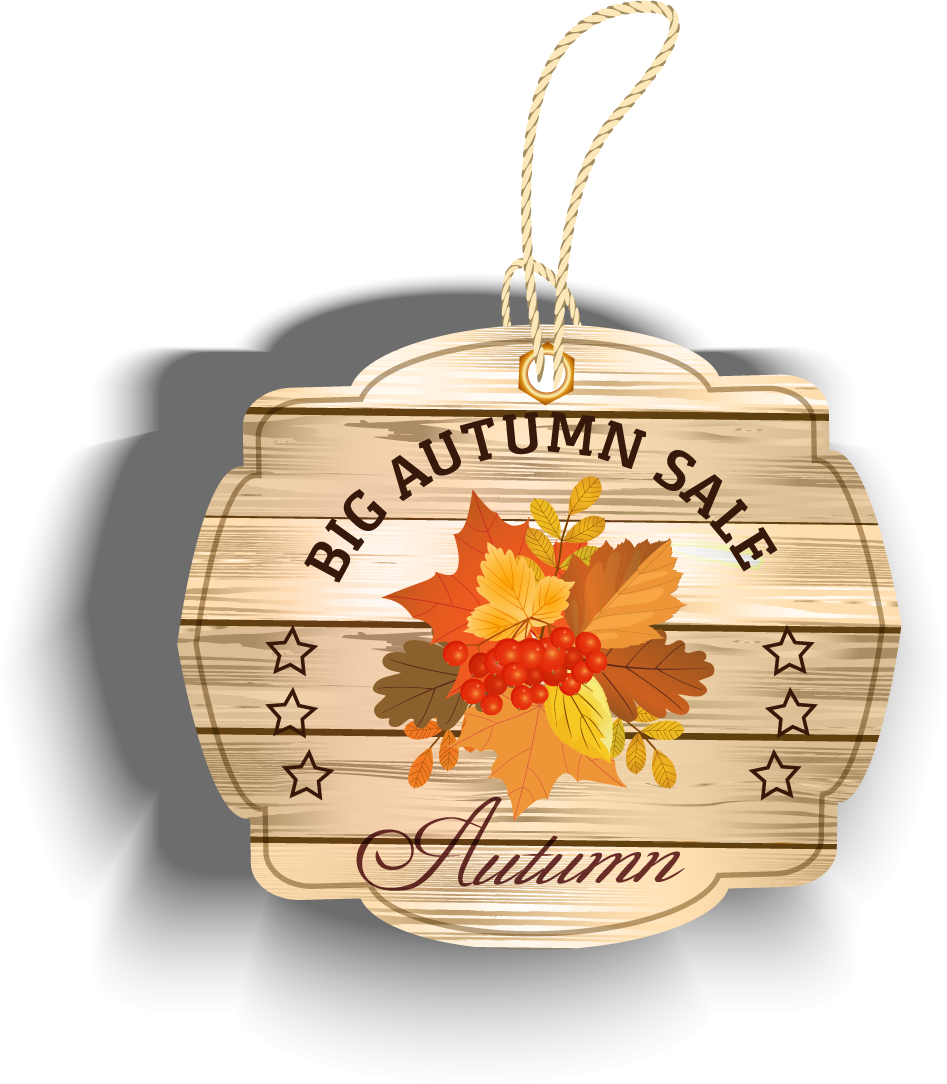 autumn sale wooden tags vector for seasonal promotions and marketing materials