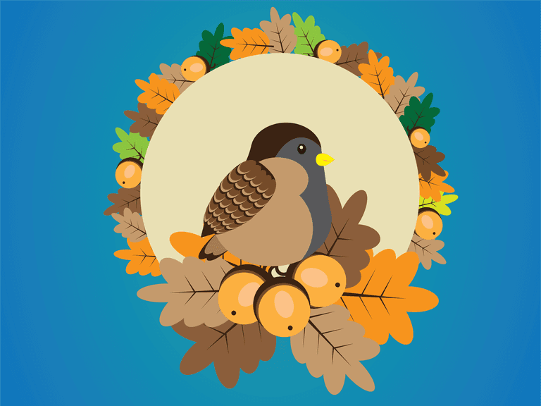 autumn with sparrow animal sparrow vector