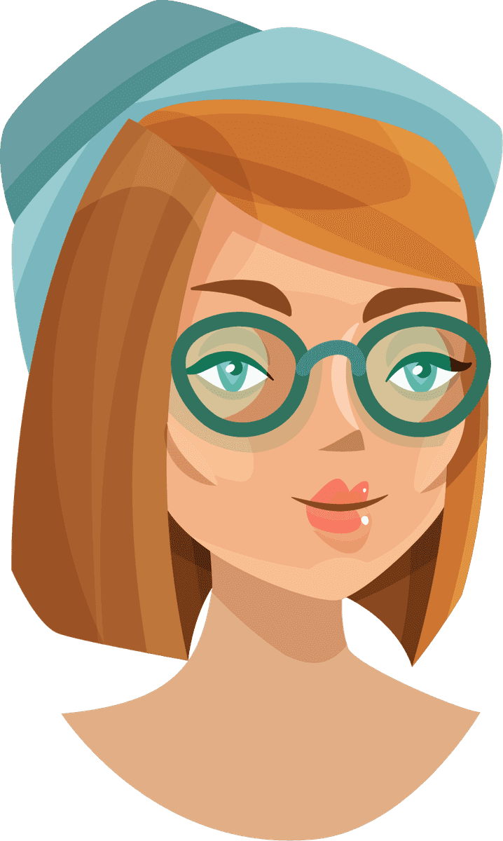 charming cartoon style avatar illustration with unique glasses and stylish scarf