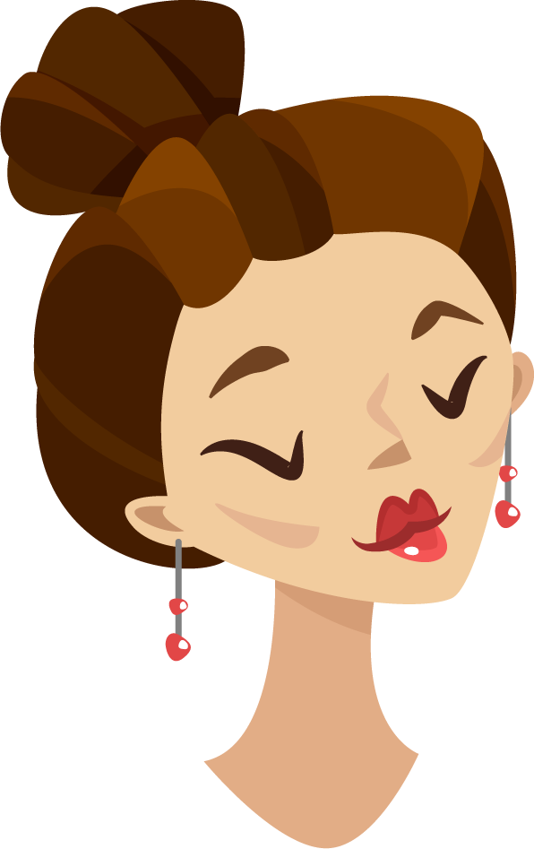 charming cartoon style avatar illustration of a stylish woman with elegant accessories